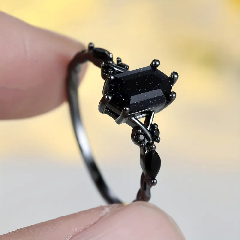 Bague Noire paillette