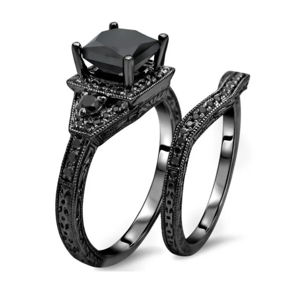 Double Bague Noire Femme