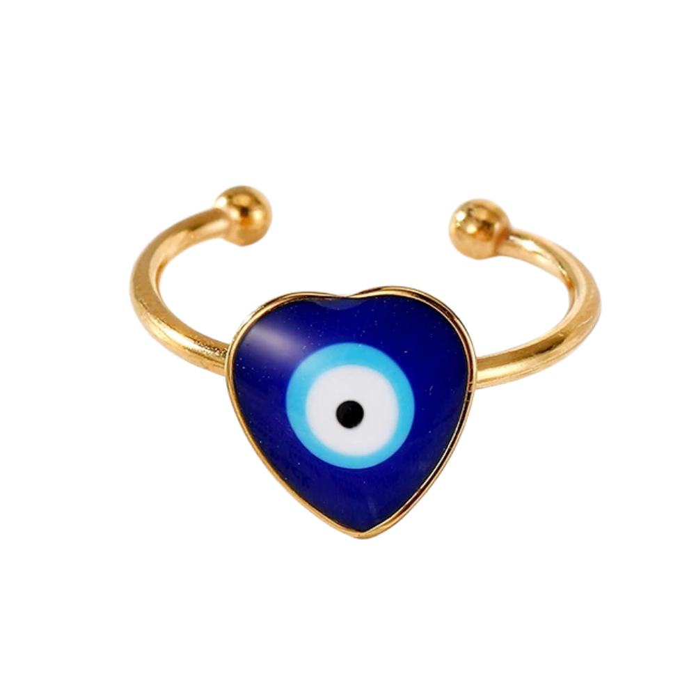 Bague Œil Bleu Cœur
