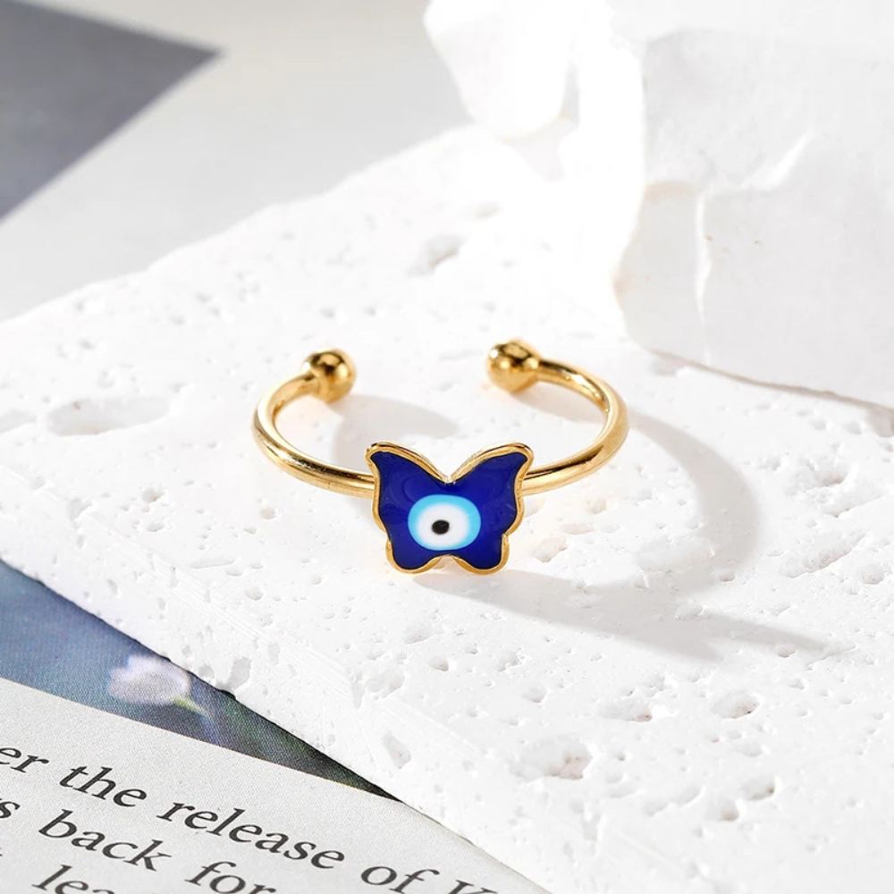 Bague Œil Bleu Papillon