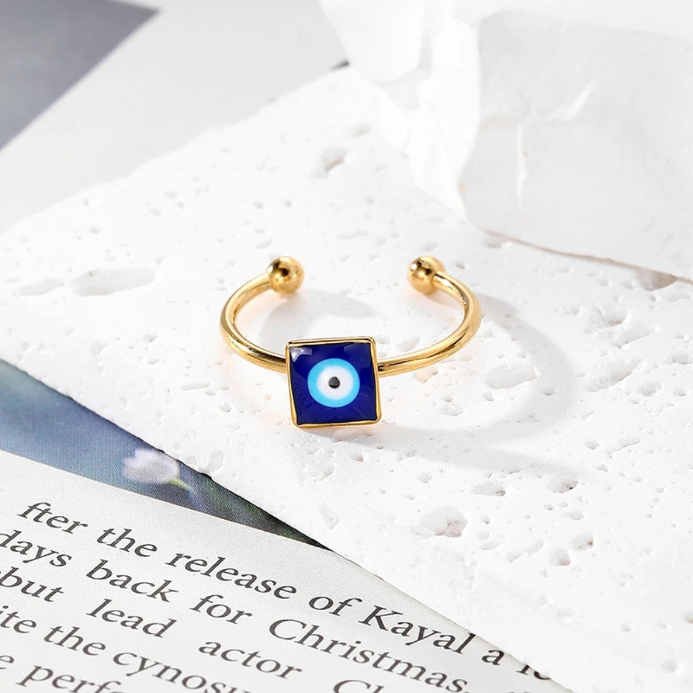 Bague Œil Bleu Carré