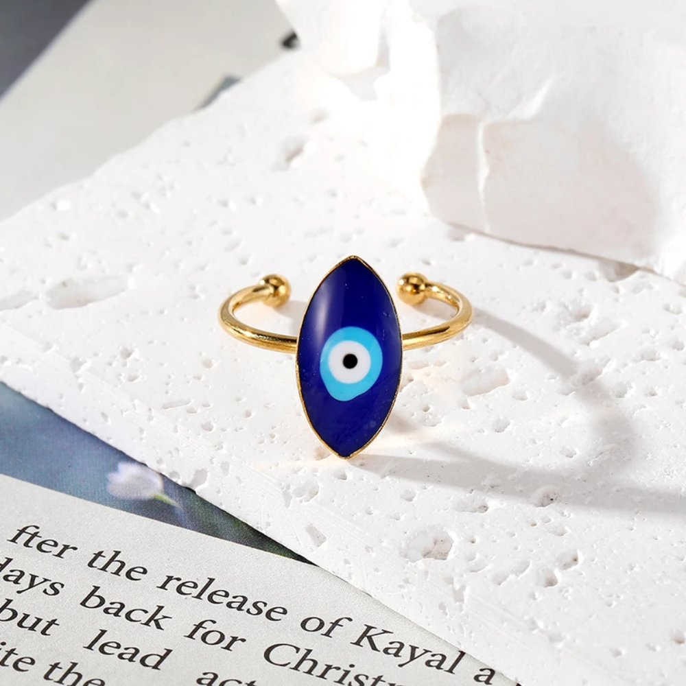 Bague Œil Bleu Navette