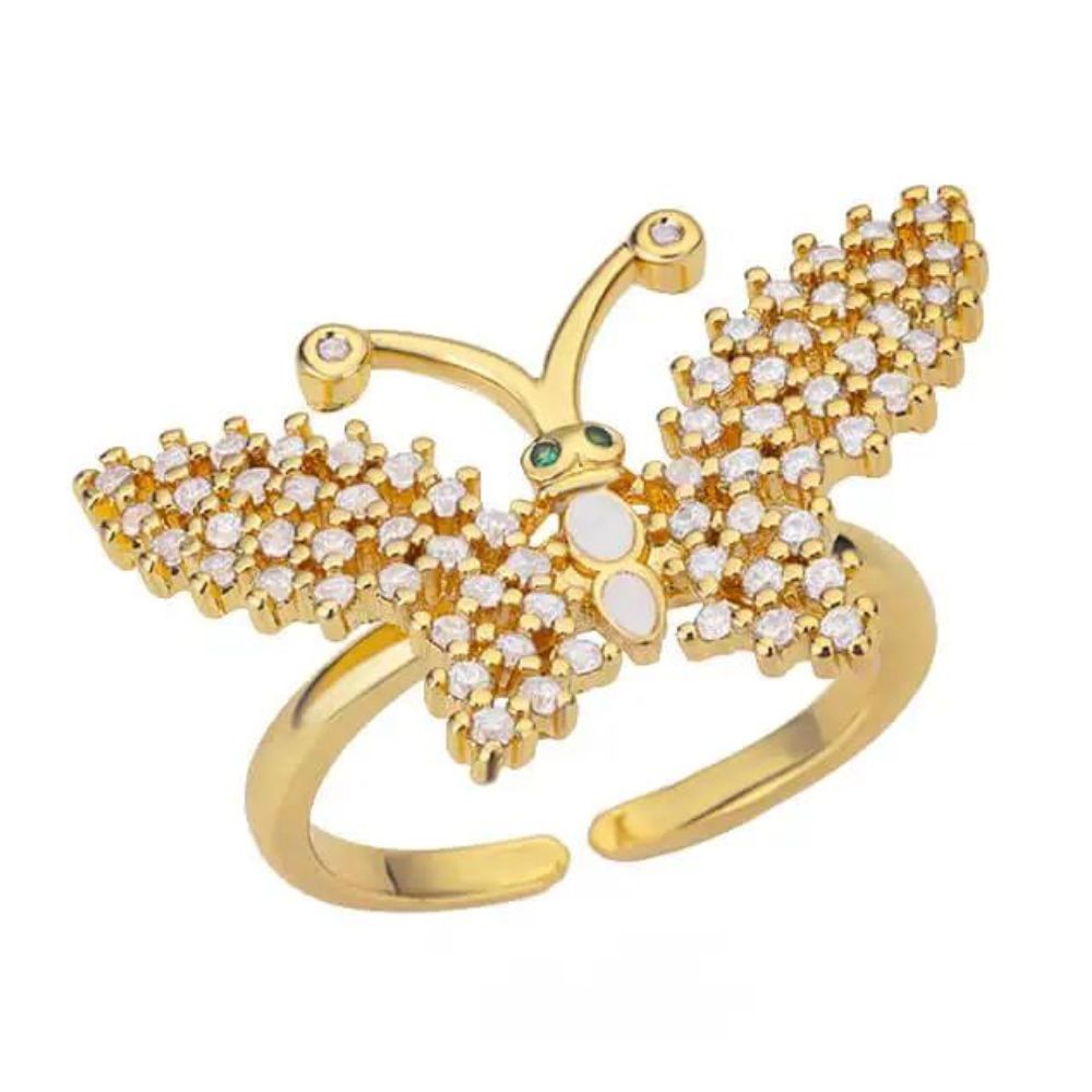 Bague Papillon or et vert