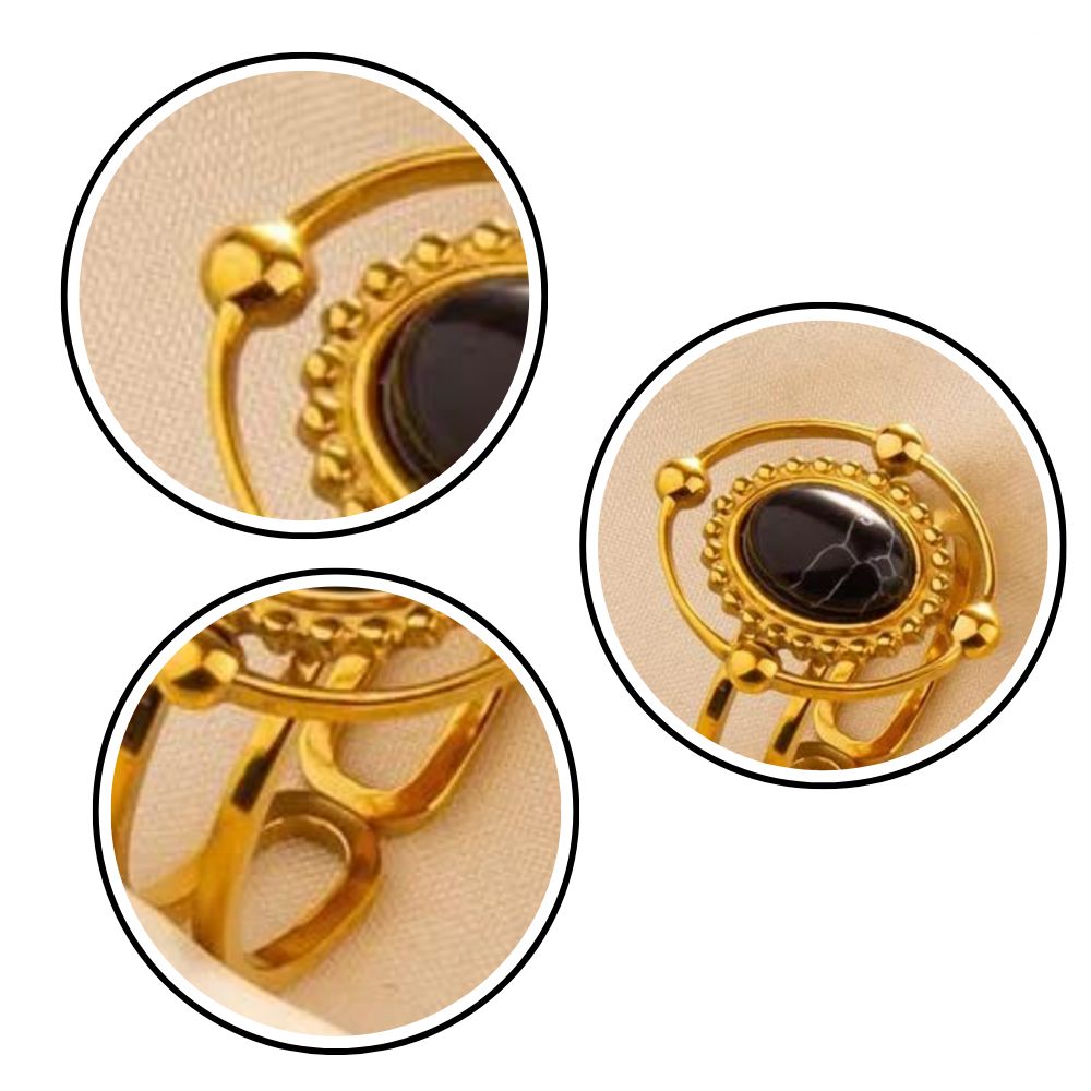 Bague Pierre Noire réglable