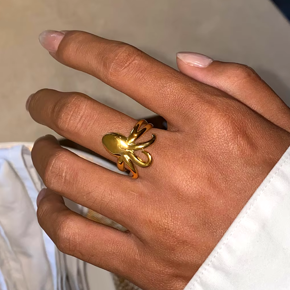 Bague Pieuvre Dorée Métal