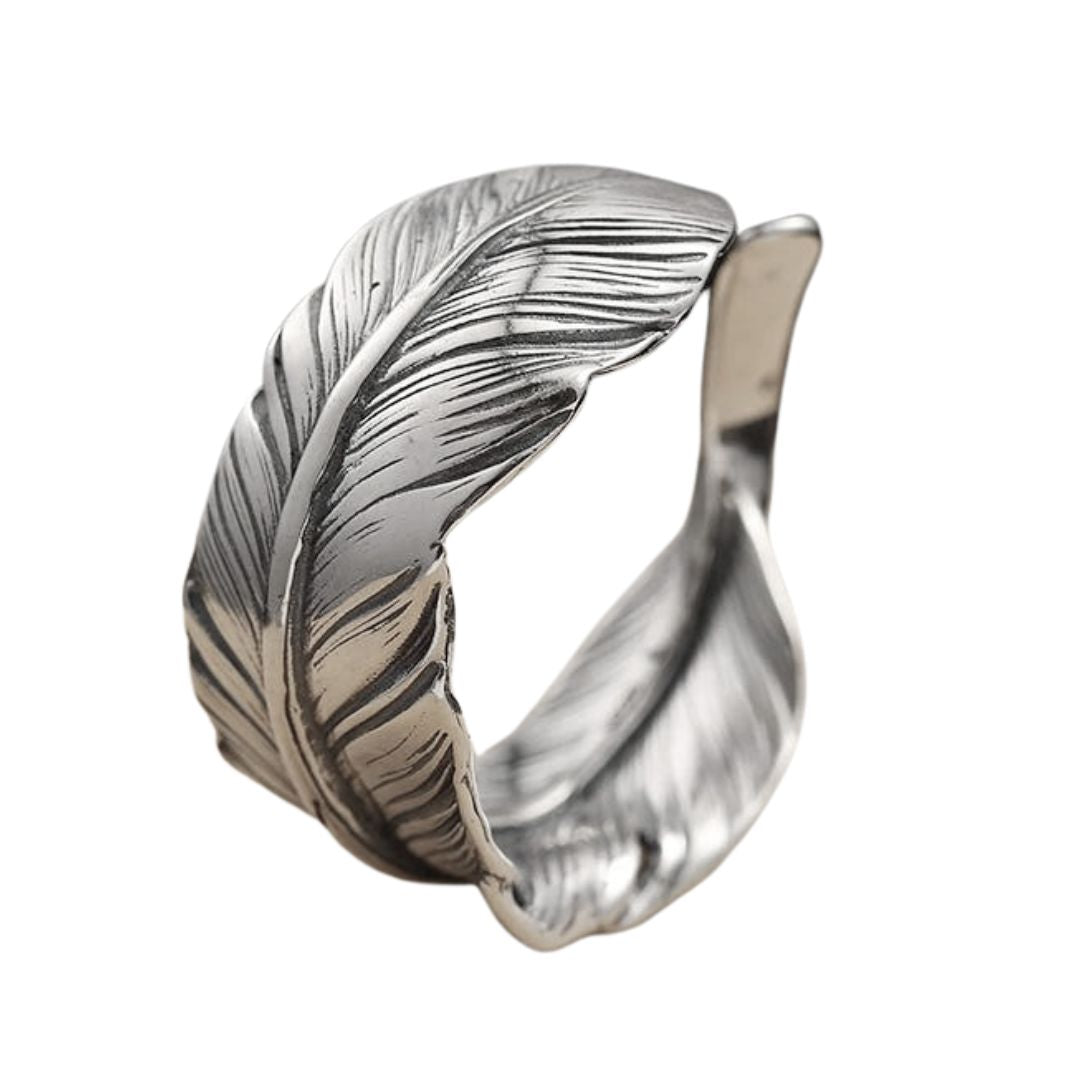 Bague Plume Argent Ouverte Homme