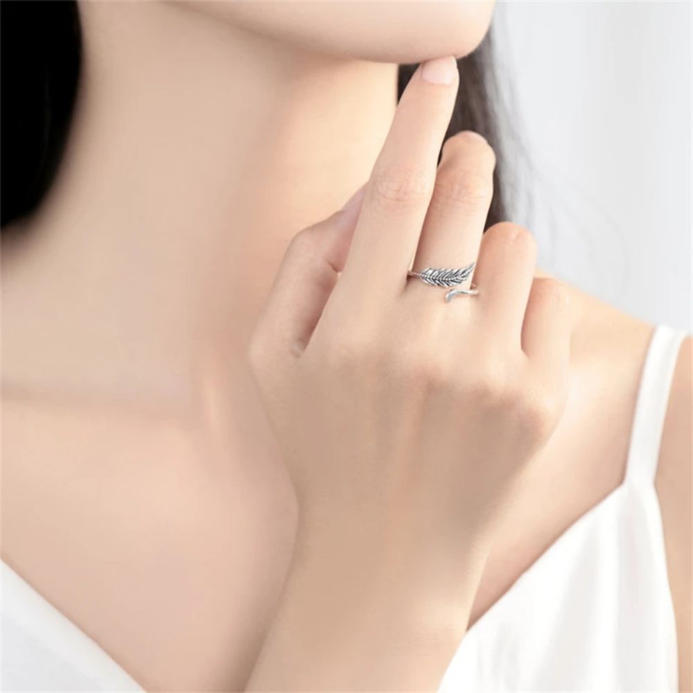Bague Argent Forme Plume