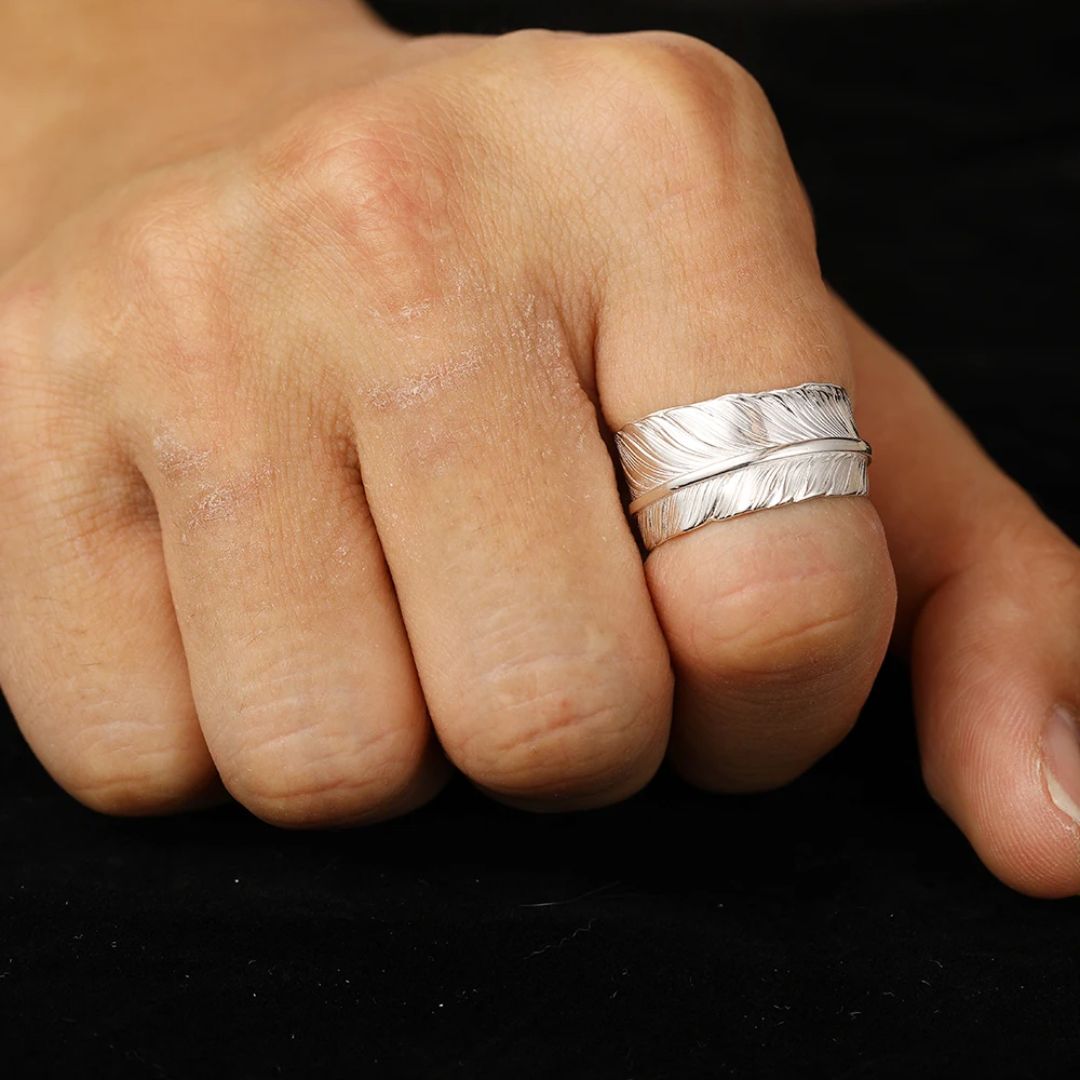 Bague Plume Argent Brillant