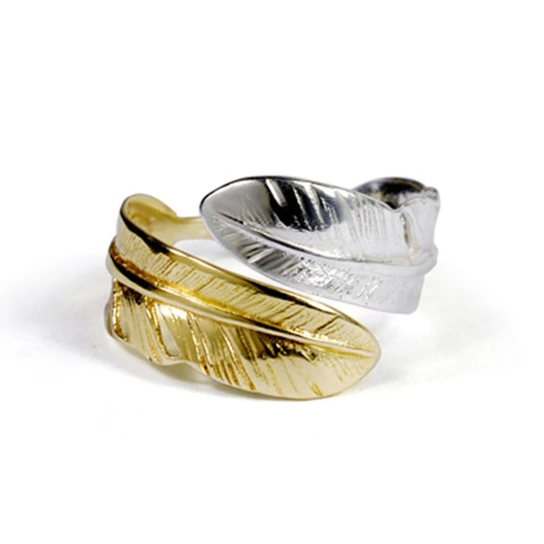 Bague Plume Demi Or-Argent