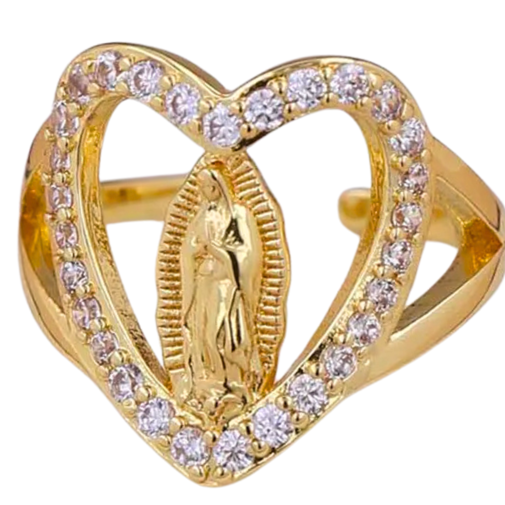 Bague Vierge Marie Cœur Strass