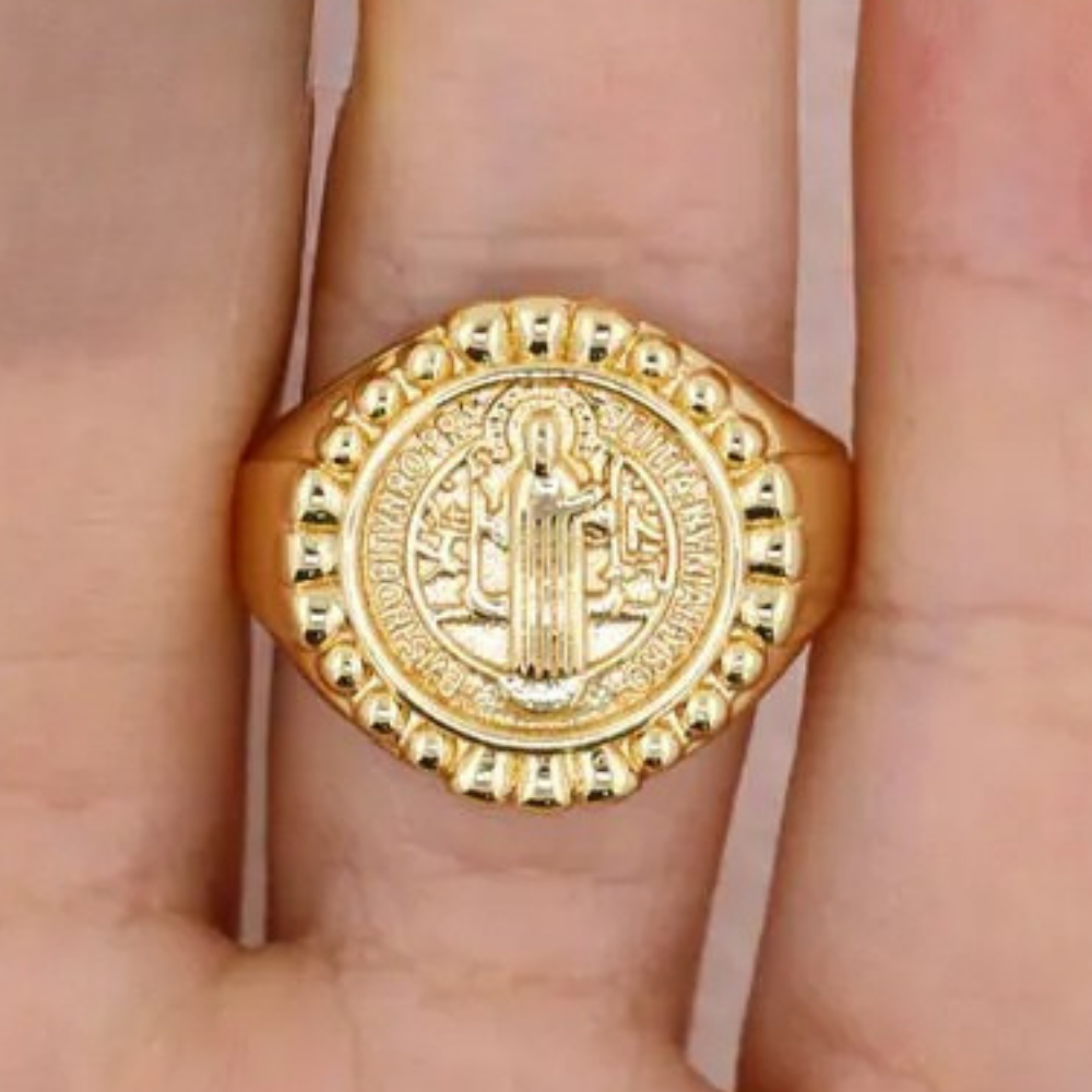 Bague Chevalière Vierge Marie Or
