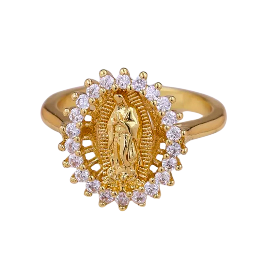 Bague Vierge Marie Ovale Strass