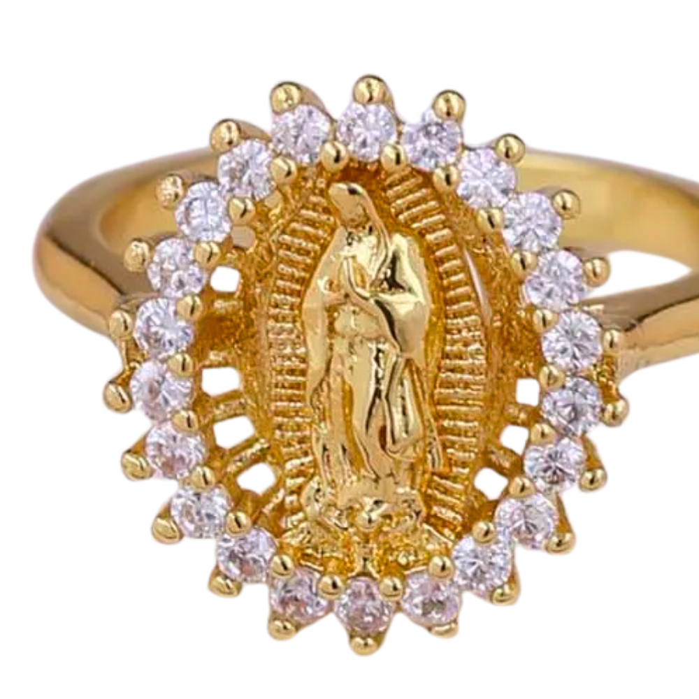 Bague Vierge Marie Ovale Strass