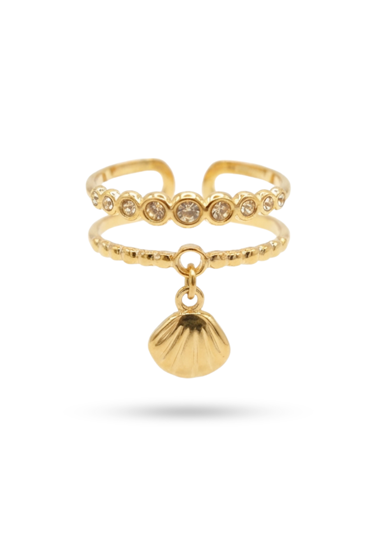 Bague Double Rang Coquillage or