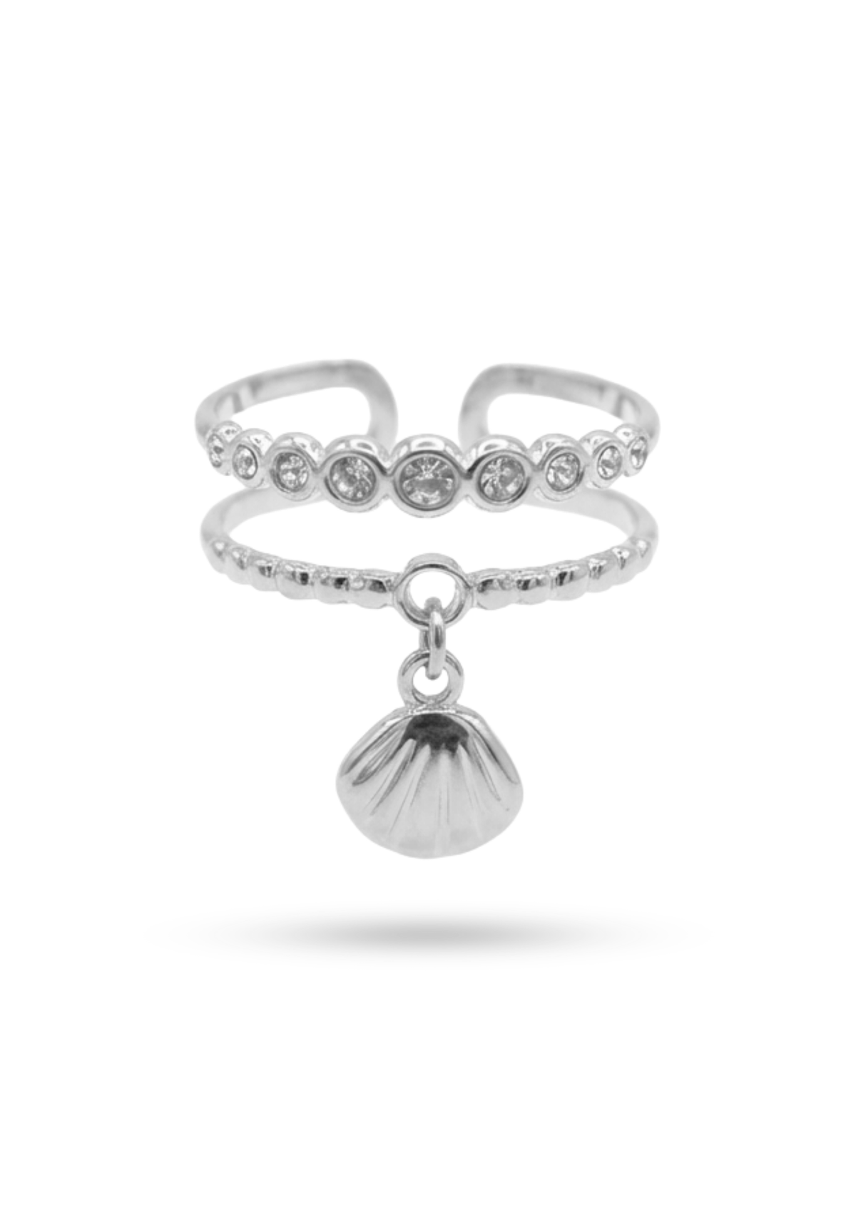 Bague Double Rang Coquillage argent