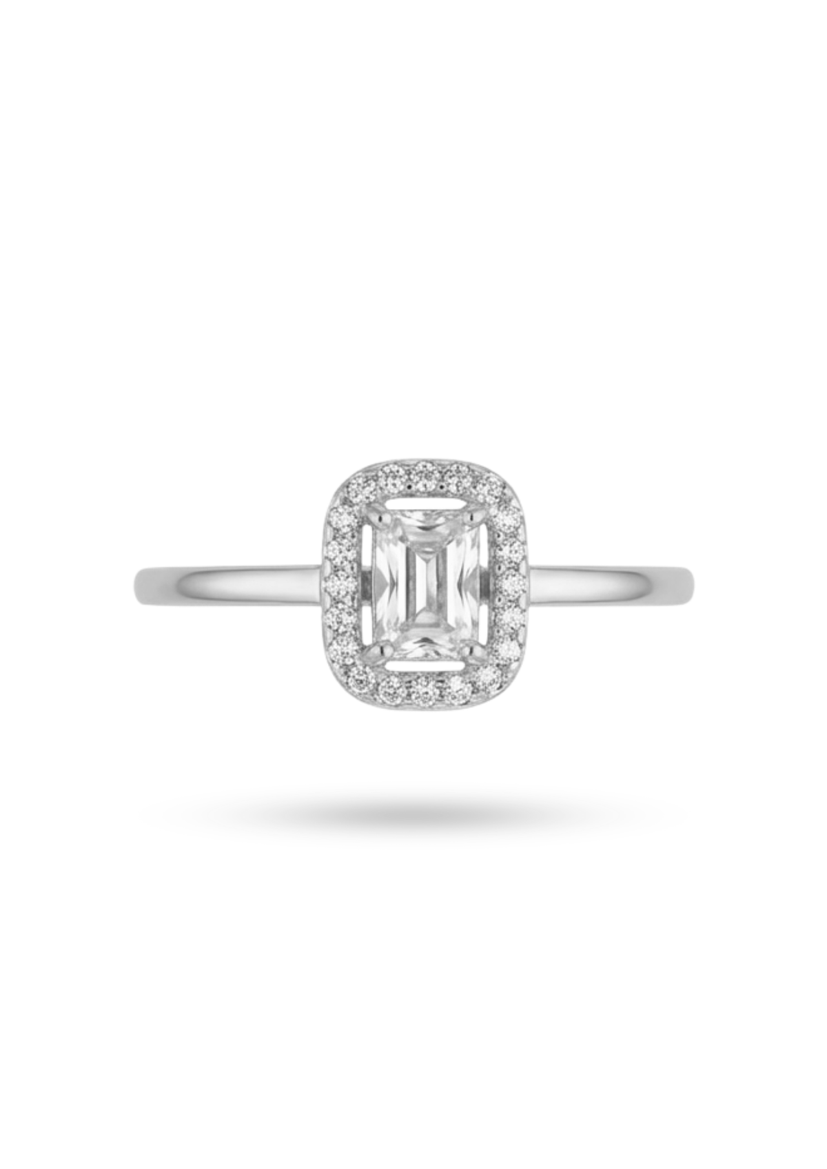 Bague Solitaire Rectangulaire argent