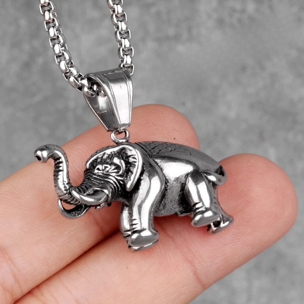 Collier pendentif Éléphant homme argent