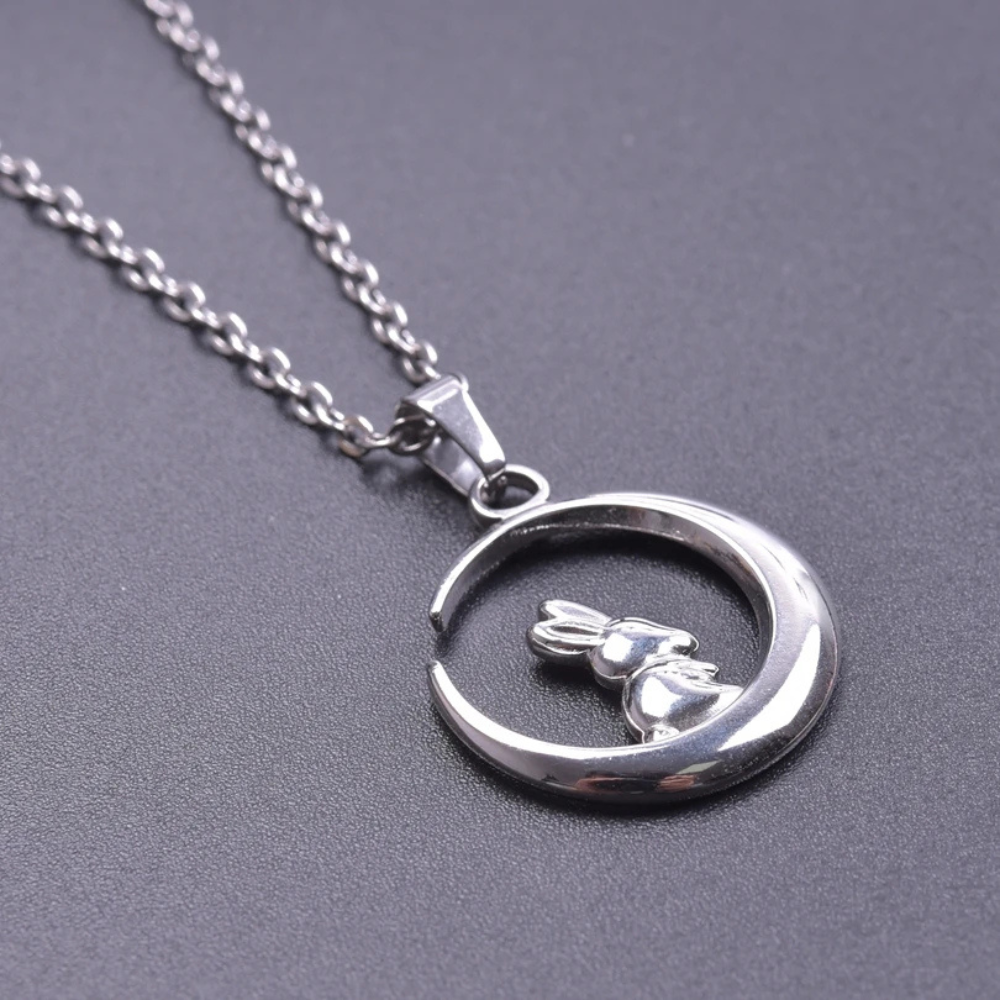 Collier Lune Lapin argent