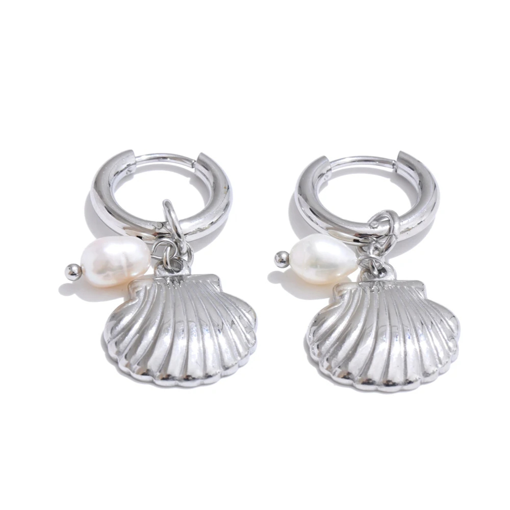 Boucles d'Oreilles Breloque Coquillage argent
