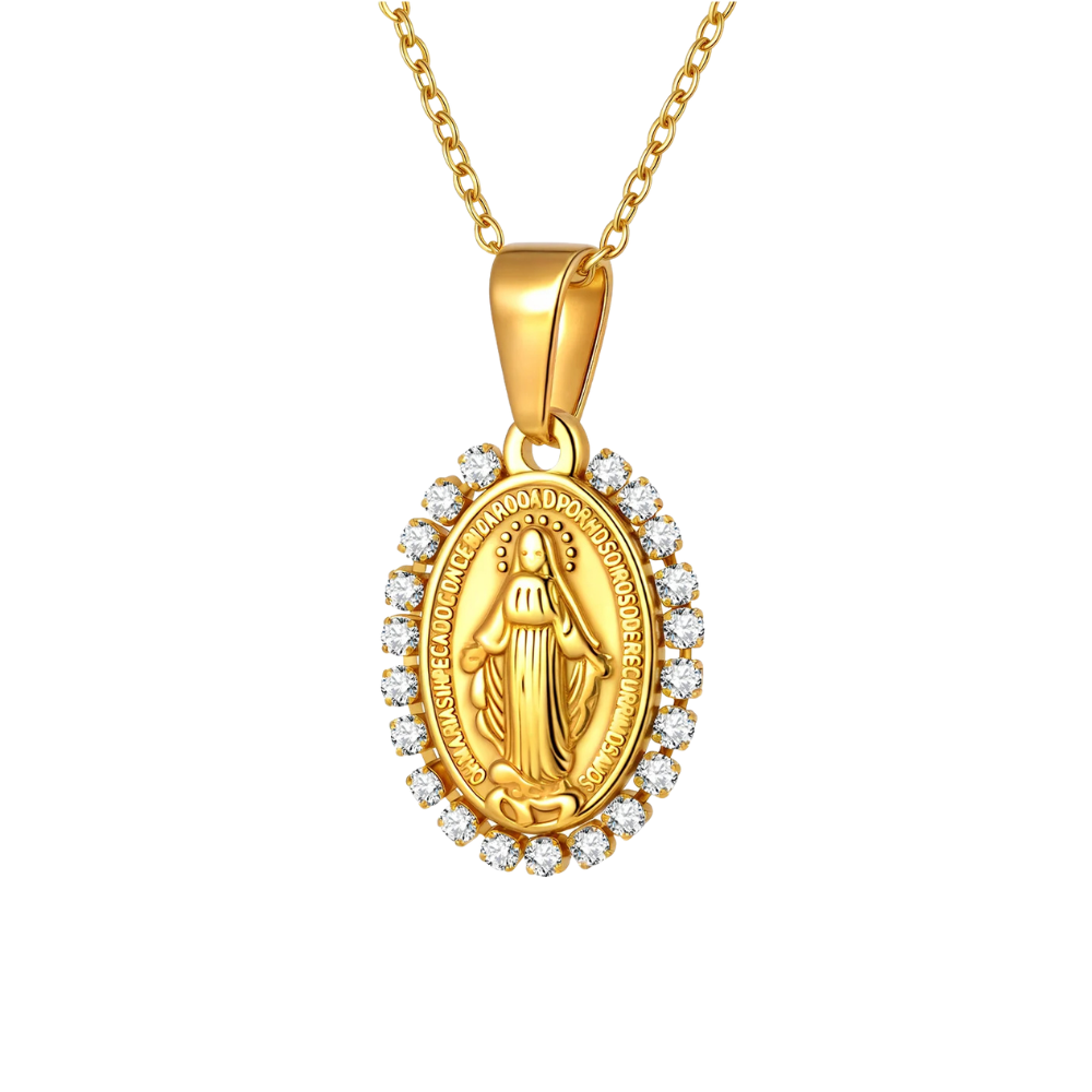 Collier Vierge Marie Perles diamant