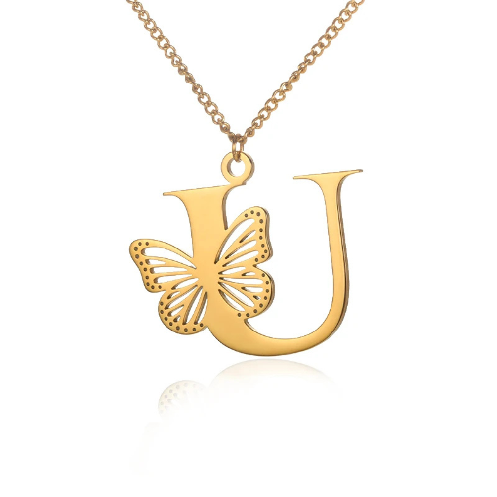Collier Initiale Papillon u