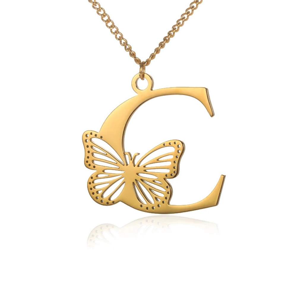 Collier Initiale Papillon c