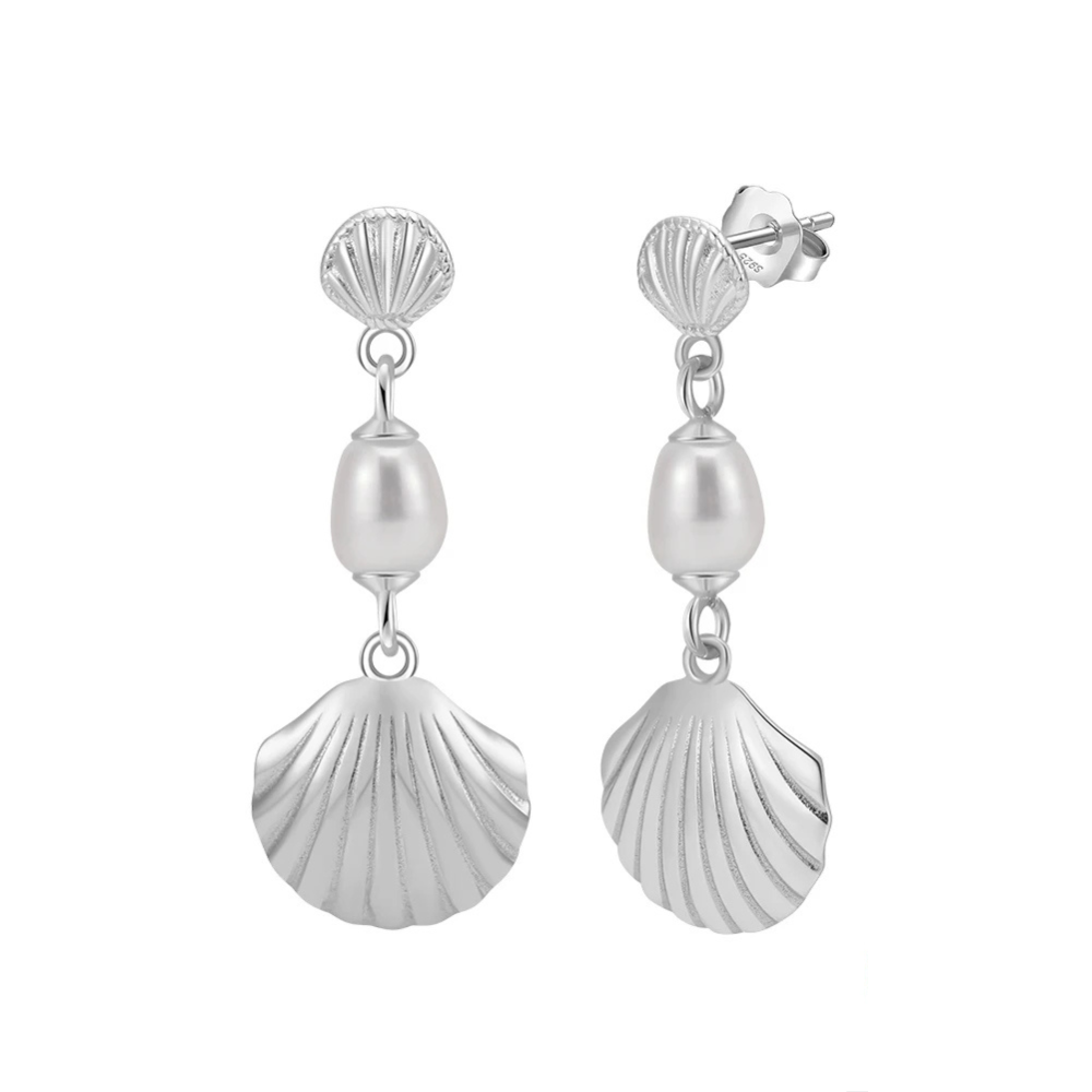 Boucles d'Oreilles Coquillage Perle