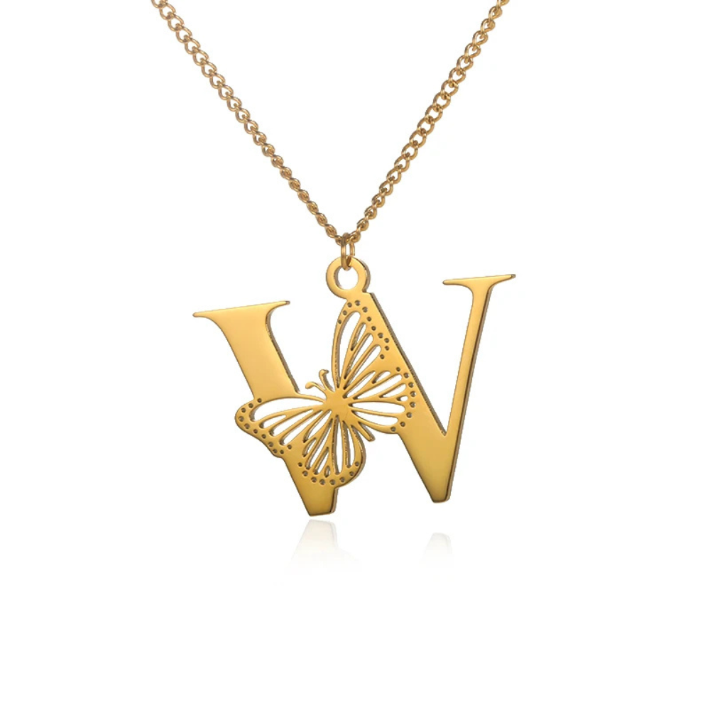 Collier Initiale Papillon w