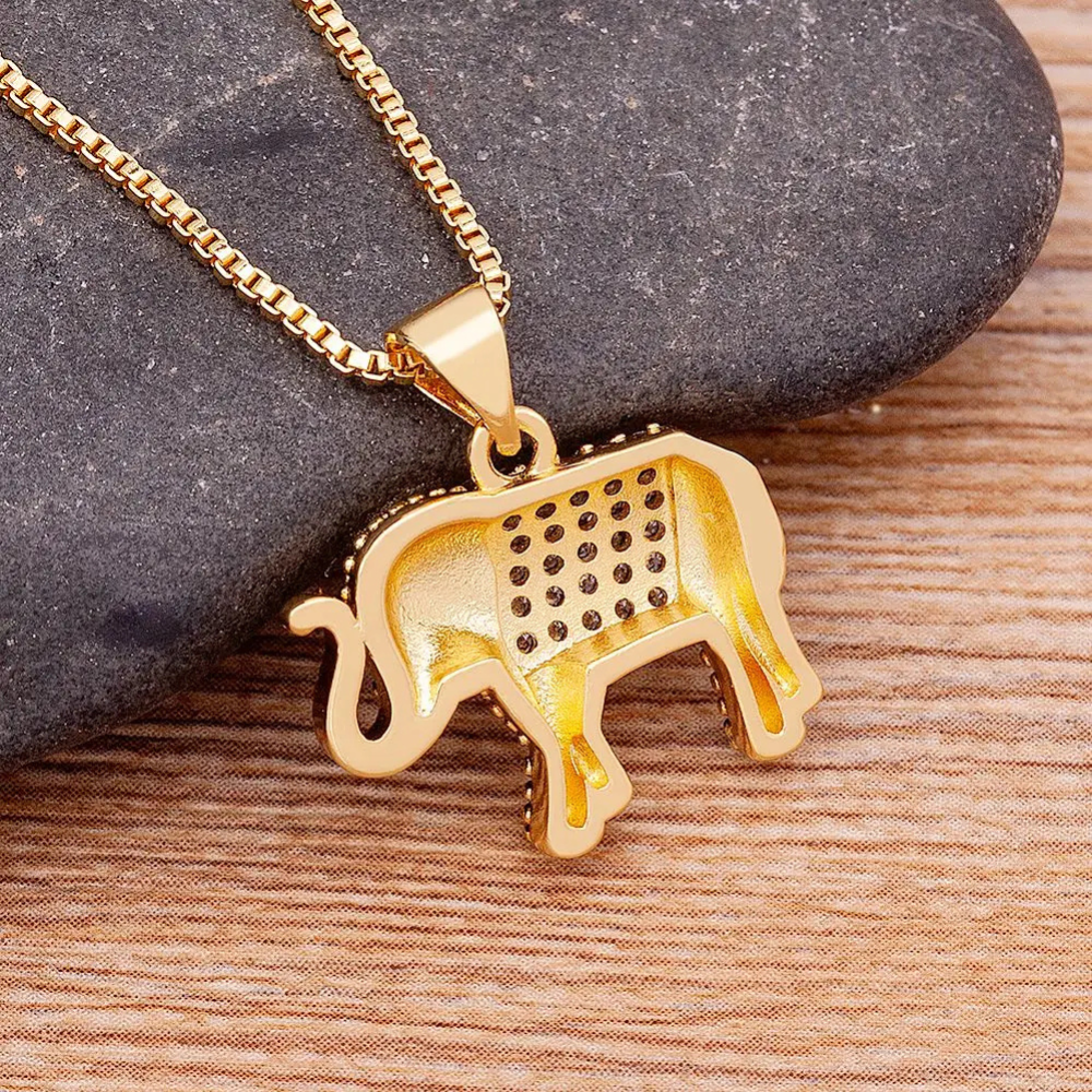 Collier Éléphant Zircons diamant