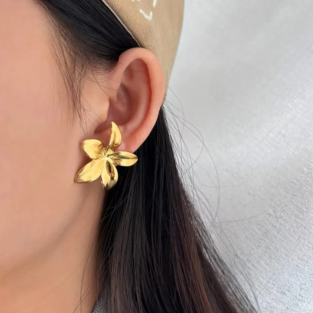 Boucles d'Oreilles Fleur Or Femme pendante