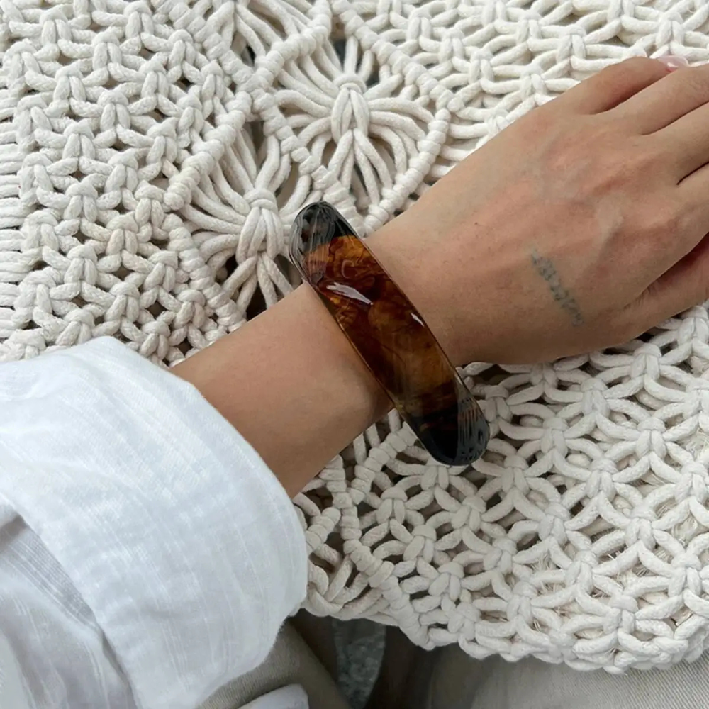Bracelet jonc Résine Marron