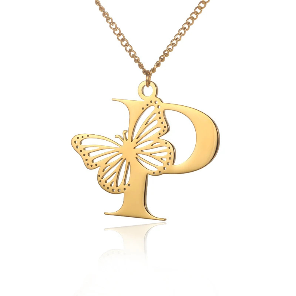 Collier Initiale Papillon p