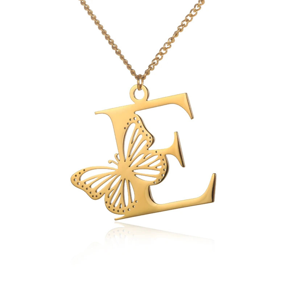 Collier Initiale Papillon e