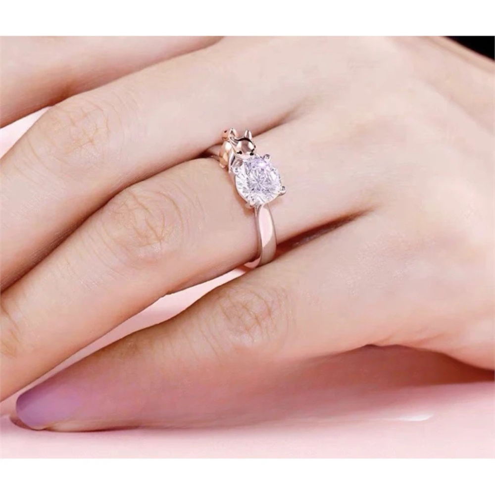 Bague Solitaire et petit Renard