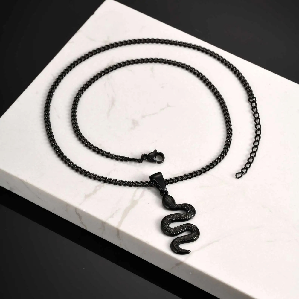 Collier Serpent Homme noir