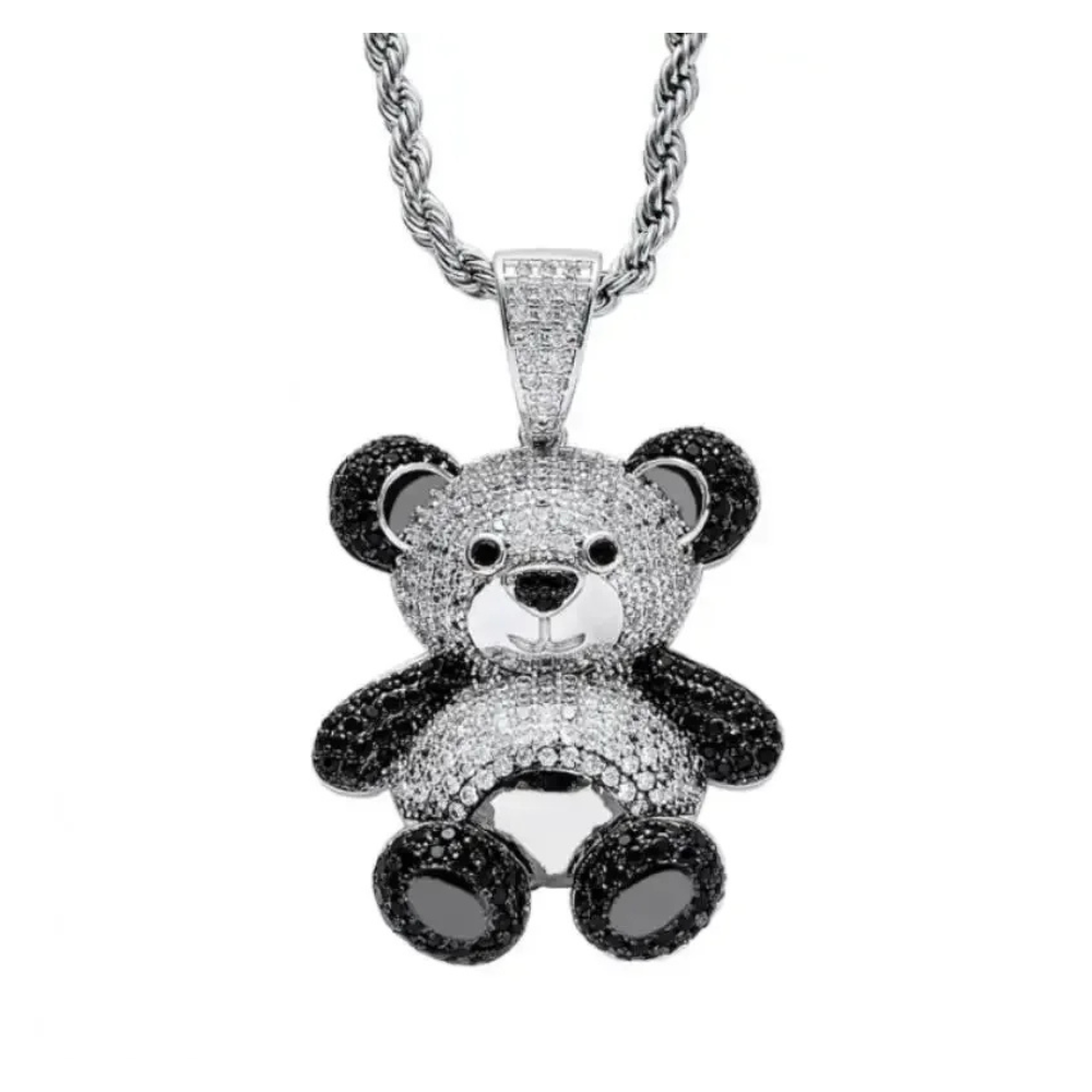 Collier Ours Strass argent