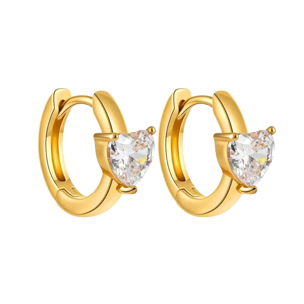 Boucles d'Oreilles Or Diamant Coeur