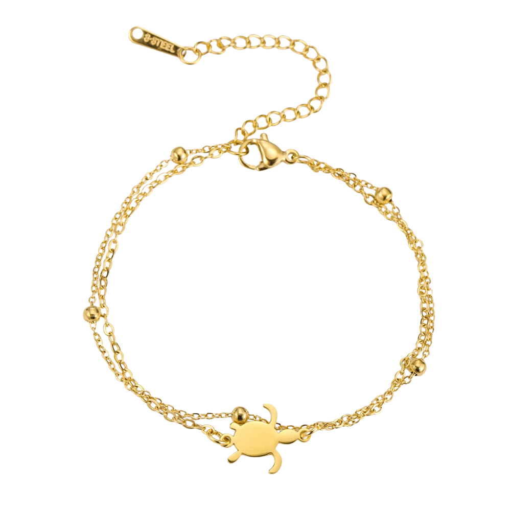 Bracelet Tortue Acier Doré