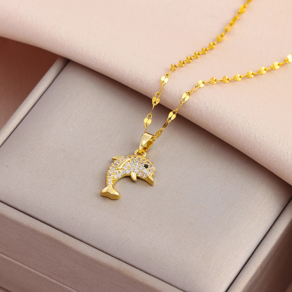 Collier Dauphin Strass femme