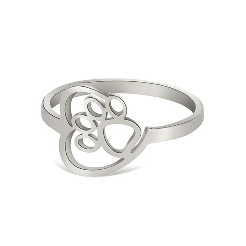Bague Patte de Chien Coeur argent