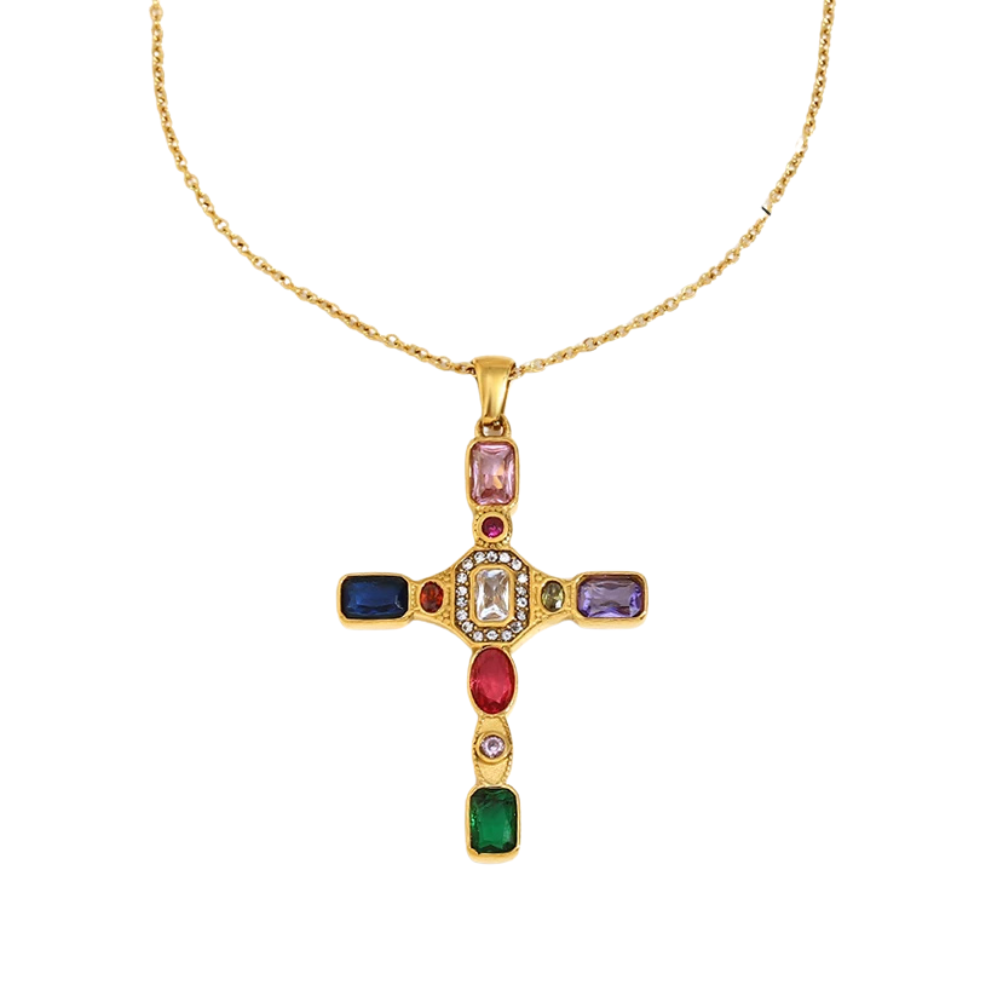 Collier Croix Pierres