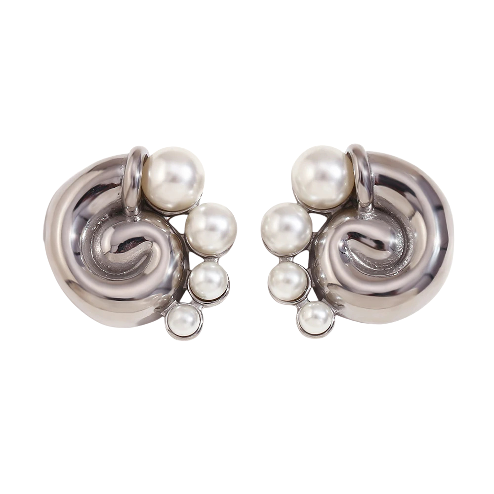 Boucles d'Oreilles Escargot et Perles argent