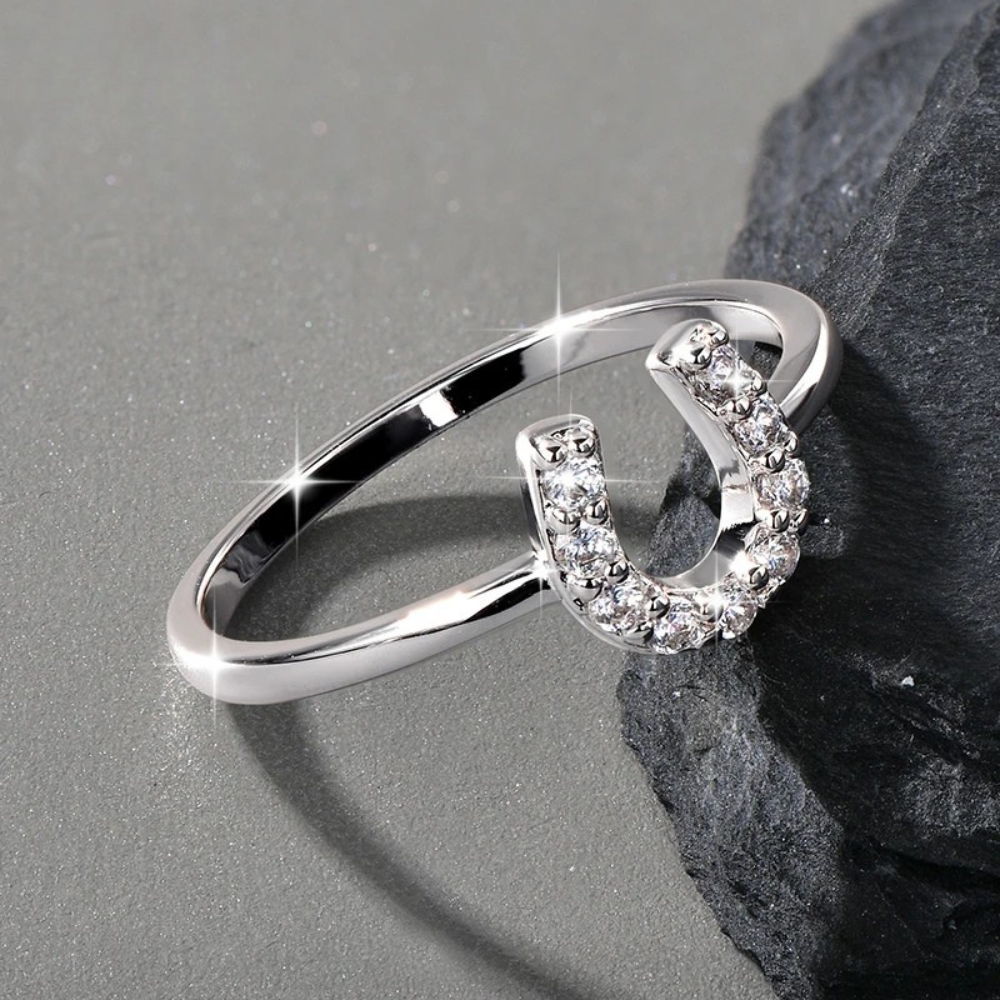 Bague Fer à Cheval Zircons argent
