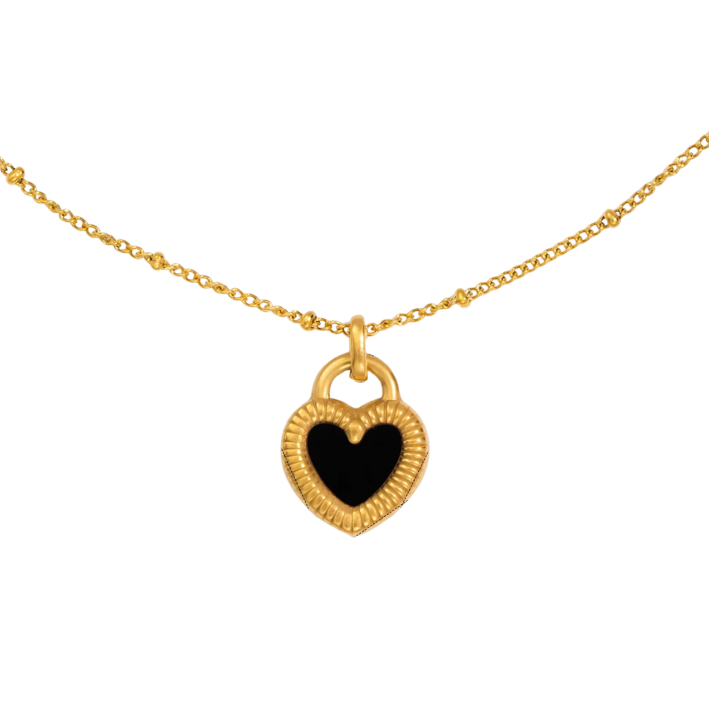 Collier Doré Coeur Noir