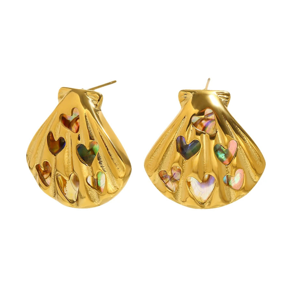 Boucles d'Oreilles Coquillage Nacre Multicolore