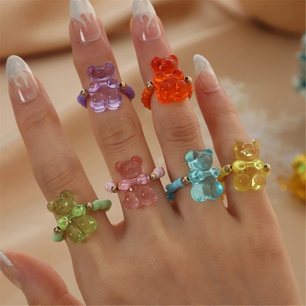 Bague Ourson Perles couleurs