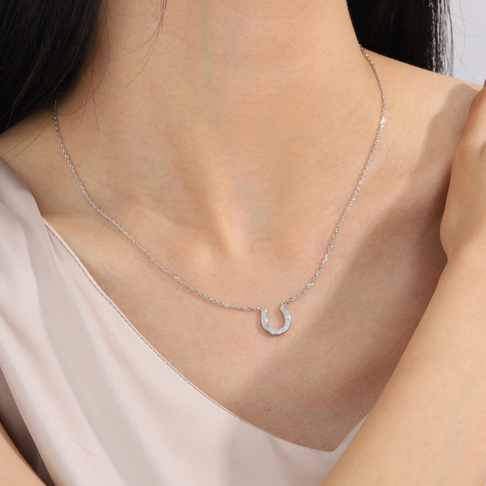 Collier Fer à Cheval Argent Femme strass