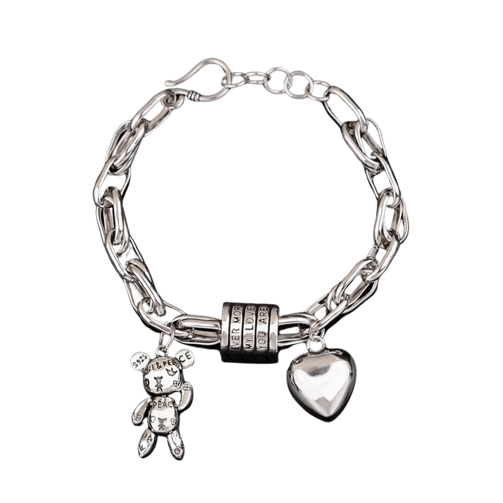 Bracelet breloque Nounours et Cœur