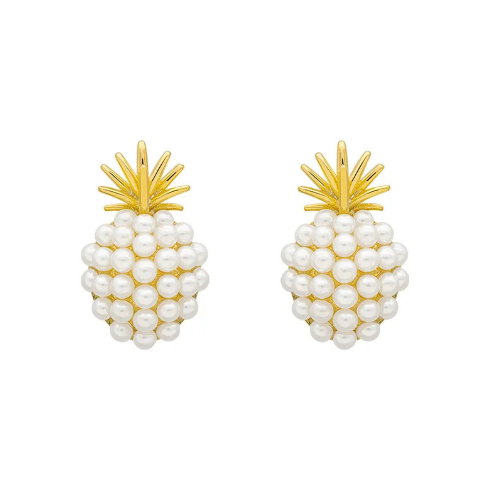 Boucles d'Oreilles Ananas Blanches