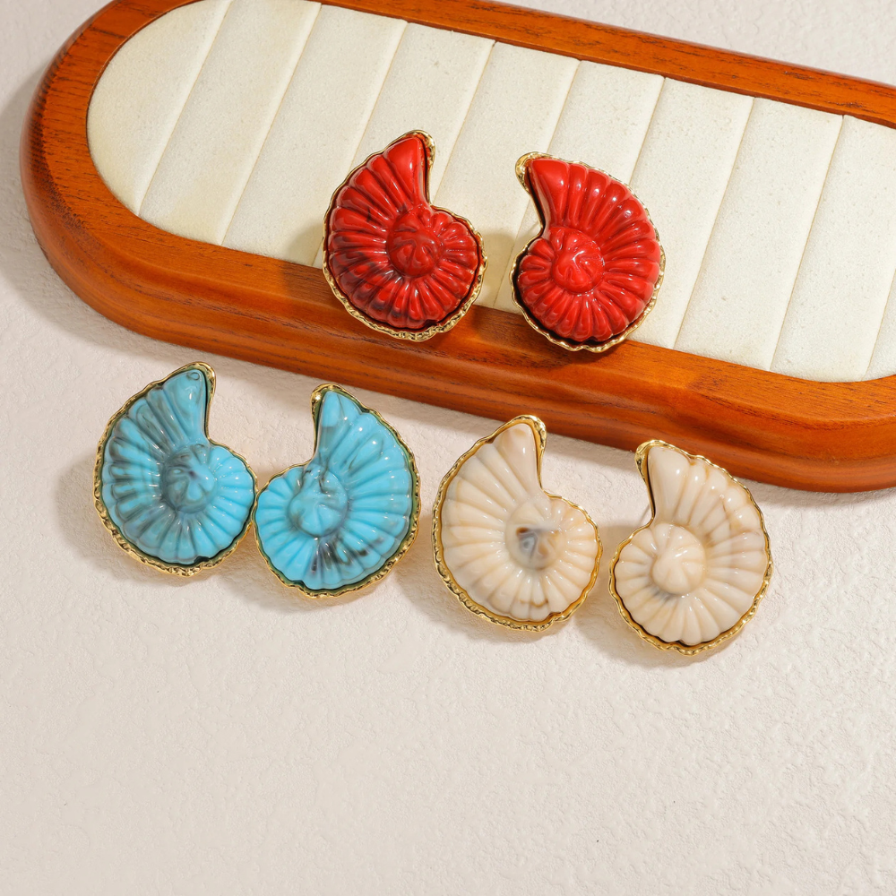 Boucles d'Oreilles Coquillage Ammonite femme